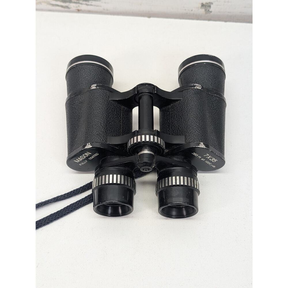 Vintage Mason 7x35 Binoculars Fully Coated Optics‎ Black 393ft at 1000yds Strap
